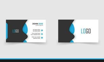 Simple minimalistic and modern business card template in blue and black color. vector