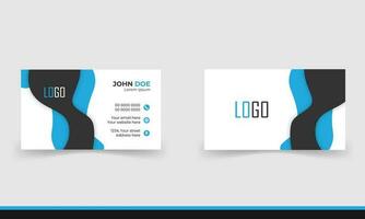 Simple minimalistic and modern business card template in blue and black color. vector