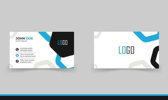 Simple minimalistic and modern business card template in blue and black color. vector