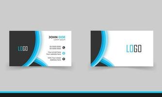 Simple minimalistic and modern business card template in blue and black color. vector