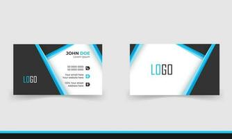 Simple minimalistic and modern business card template in blue and black color. vector