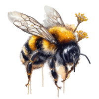 watercolor bee honeycomb honey flowers . png