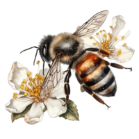 aquarelle abeille nid d'abeille mon chéri fleurs . ai généré png