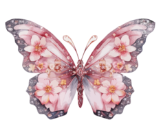 waterverf kleurrijk vlinder en bloem . ai gegenereerd png