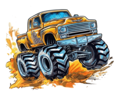 Monster truck with multicolored paint splash . png