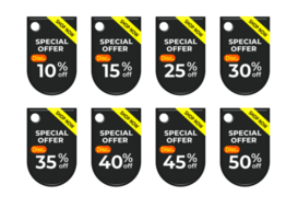 conjunto tag especial oferta desconto promoção cor variação png