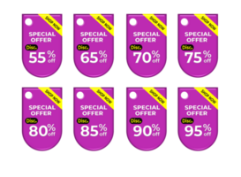 conjunto tag especial oferta desconto promoção cor variação png