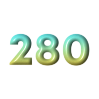 3D number yellow tosca gradient color png