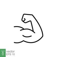 músculo icono. sencillo contorno estilo. fuerte brazo, fortaleza, bíceps, doblar, mano, cuerpo crecimiento, poder concepto. Delgado línea símbolo. vector símbolo ilustración aislado en blanco antecedentes. eps 10