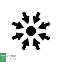 específico icono. sencillo sólido estilo. concentrarse, enfocar, círculo, flecha, tecnología, información concepto. negro silueta, glifo símbolo. vector símbolo ilustración aislado en blanco antecedentes. eps 10