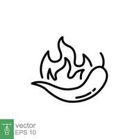 Chilli peppers fire icon. Simple outline style. Flame, burn, capsicum, hot, bonfire, spicy concept. Thin line symbol. Vector symbol illustration isolated on white background. EPS 10.