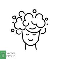 Soaping head icon. Simple outline style. Hair washing, foam, woman, shower, clean concept. Thin line symbol. Vector symbol illustration isolated on white background. EPS 10.