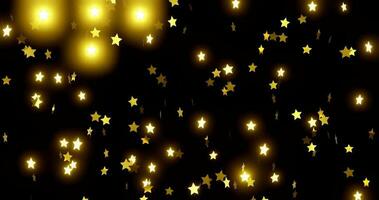 abstract van vallend deeltje van gouden ster, gouden sterren zijn sprankelend willekeurig. video