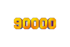 90000 suscriptores celebracion saludo número con 3d diseño png