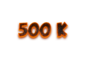 500 k subscribers celebration greeting Number with coal design png