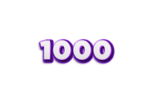 1000 suscriptores celebracion saludo número con púrpura 3d diseño png