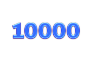 10000 subscribers celebration greeting Number with blue glosse design png