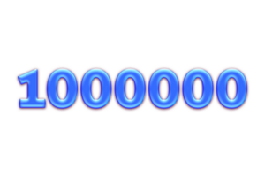 1000000 subscribers celebration greeting Number with blue glosse design png