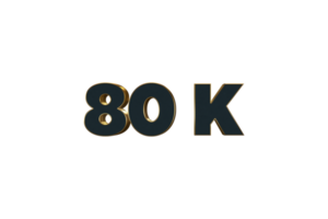 80 k subscribers celebration greeting Number with luxury design png