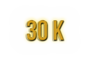 30 k subscribers celebration greeting Number with golden design png