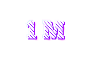 1 million subscribers celebration greeting Number with stripe design png