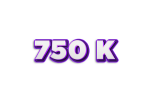 750 k suscriptores celebracion saludo número con púrpura 3d diseño png