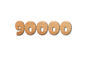 90000 subscribers celebration greeting Number with wood design png