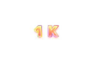 1 k subscribers celebration greeting Number with candy color design png