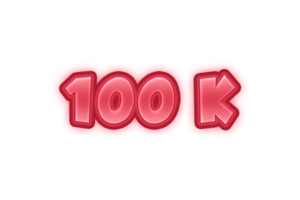 100 k subscribers celebration greeting Number with red embossed design png
