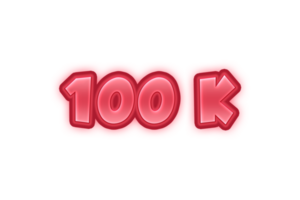 100 K iscritti celebrazione saluto numero con rosso sbalzato design png