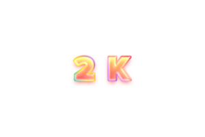 2 k subscribers celebration greeting Number with candy color design png