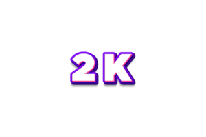 2 k subscribers celebration greeting Number with purple and pink design png