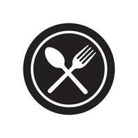 Plate, fork and spoon icon. Cutlery symbol. Flat Vector illustration
