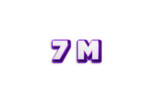 7 7 millón suscriptores celebracion saludo número con púrpura 3d diseño png