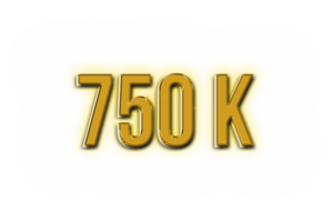 750 k subscribers celebration greeting Number with golden design png