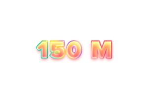 150 million subscribers celebration greeting Number with candy color design png