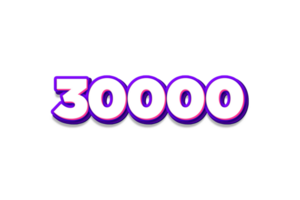 30000 suscriptores celebracion saludo número con púrpura y rosado diseño png