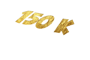 150 K iscritti celebrazione saluto numero con d'oro carta design png