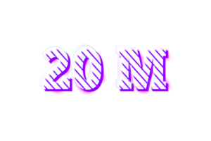 20 million subscribers celebration greeting Number with stripe design png