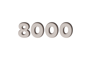 8000 subscribers celebration greeting Number with marble engraved design png