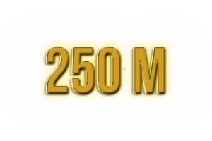 250 million subscribers celebration greeting Number with golden design png