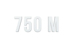 750 millón suscriptores celebracion saludo número con mínimo diseño png