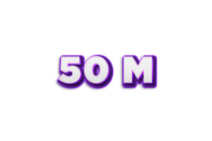 50 million subscribers celebration greeting Number with purple 3d design png