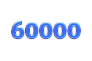 60000 subscribers celebration greeting Number with blue glossi design png