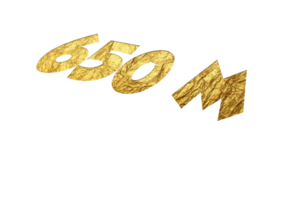 650 millón suscriptores celebracion saludo número con dorado papel diseño png