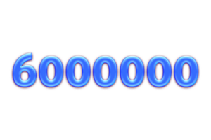 6000000 subscribers celebration greeting Number with blue glossi design png