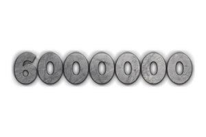 6000000 iscritti celebrazione saluto numero con calcestruzzo design png