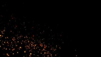 animazione ciclo continuo flusso su splendore arancia rosso fuoco particelle video