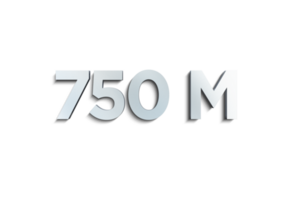 750 millón suscriptores celebracion saludo número con acero diseño png