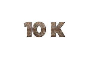 10 k subscribers celebration greeting Number with old walnut wood design png